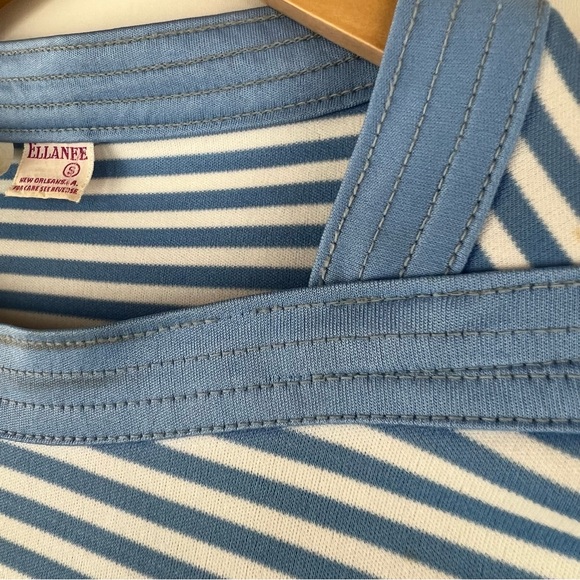 VINTAGE ELLANEE Blue Striped Boatneck Top - Picture 4 of 6